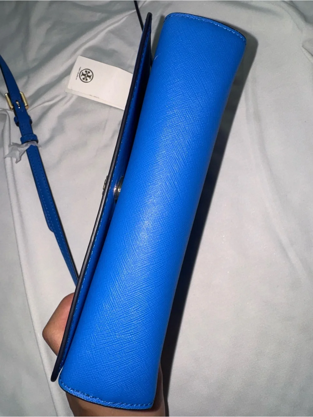 Tory Burch Electric Blue Saffiano Leather Zip Wallet